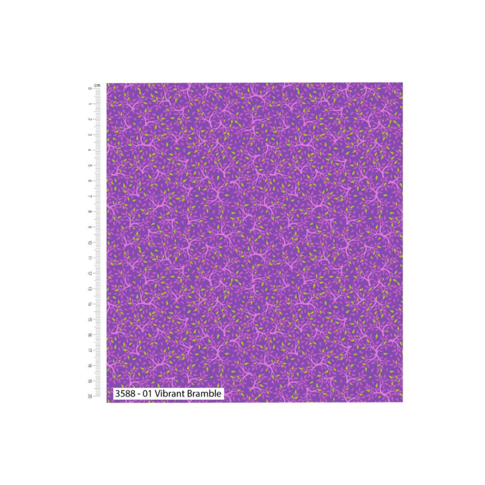 Bold Leaves Fabric Vibrant Bramble