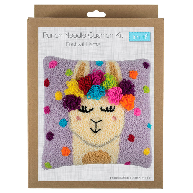 Trimits Festival Ilama Punch Needle Cushion Kit