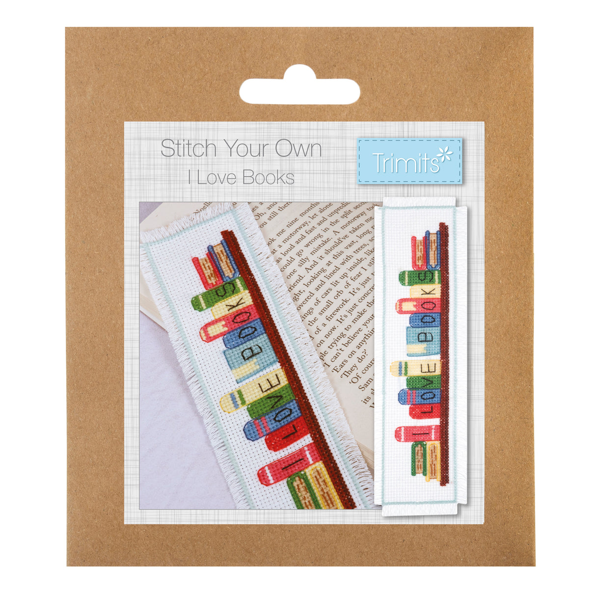 I Love Books Cross Stitch Bookmark Kit