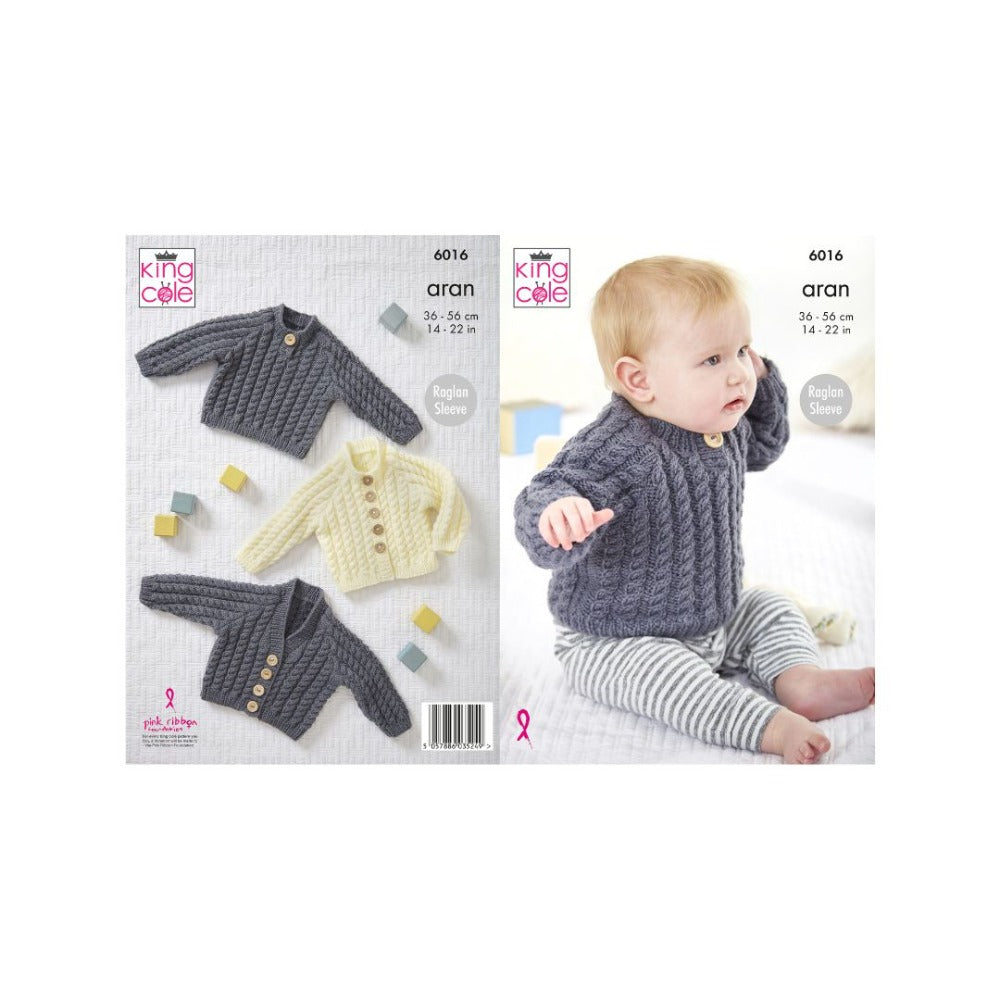 King Cole Baby Aran Knitting Pattern 6016