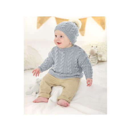 King Cole Baby Sweater and Hat DK Knitting Pattern 6328