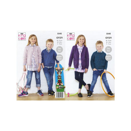 King Cole Kids Aran Knitting Pattern 5542