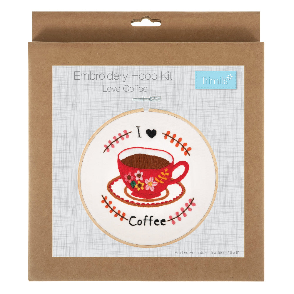 Trimits Embroidery Hoop Kit I Love Coffee