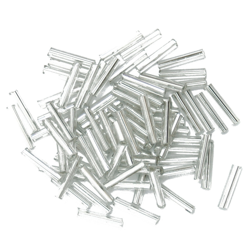 Trimits Long Bugle Beads Silver