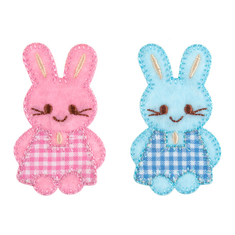 Trimits Pink and Blue Checked Bunnies Motif