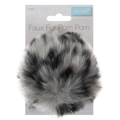 Trimits Faux Fur Pom Pom Grey Leopard