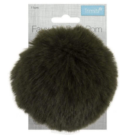 Groves Accessories Khaki Pom Pom Faux Fur Large: 11cm