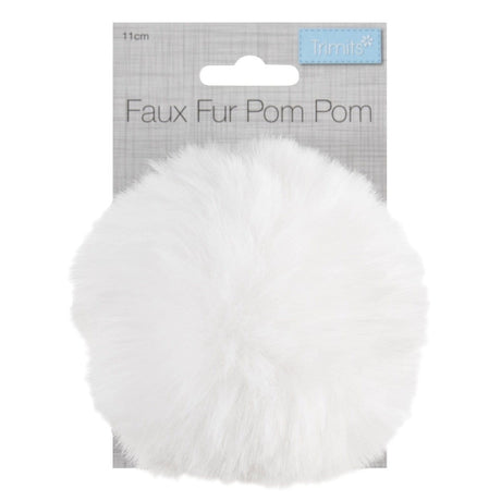 Groves Accessories White Pom Pom Faux Fur Large: 11cm