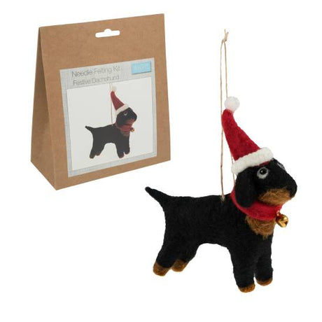 Groves Craft Festive Dachshund Trimits Beginners Needle Felting Kits