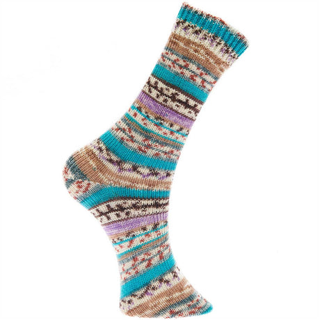 Rico Yarn Turquoise - Brown (004) Rico Superba Fair Isle 4 Ply Sock Yarn