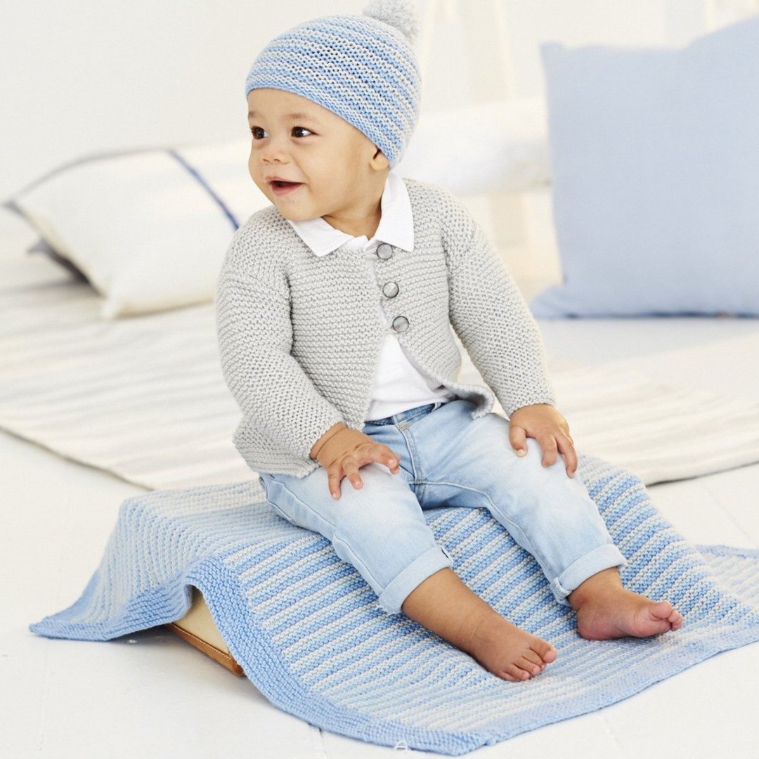 Baby boy knitted cardigan and clearance hat