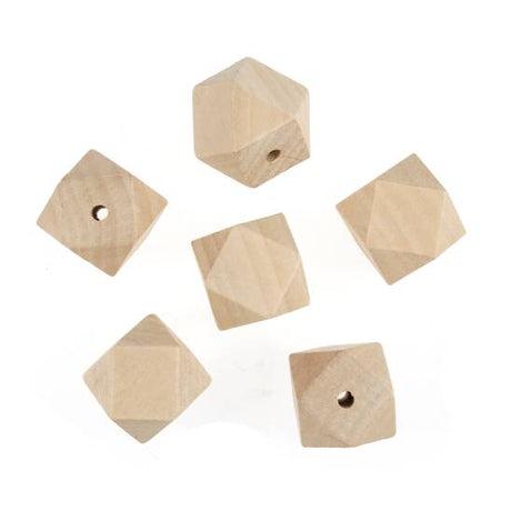 Trimits Haberdashery Geo Cut 30 mm Pack of 6 Macrame Wooden Beads