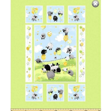 Wool n Stuff Fabric Sheep on Balloons Quilt Panel (SB20198-710) Susybee Textiles Lewe the Ewe Fabric