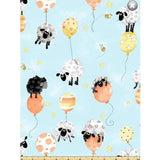 Wool n Stuff Fabric Sheep on Blue 0.5 mtr Susybee Textiles Lewe's Balloon II Fabric